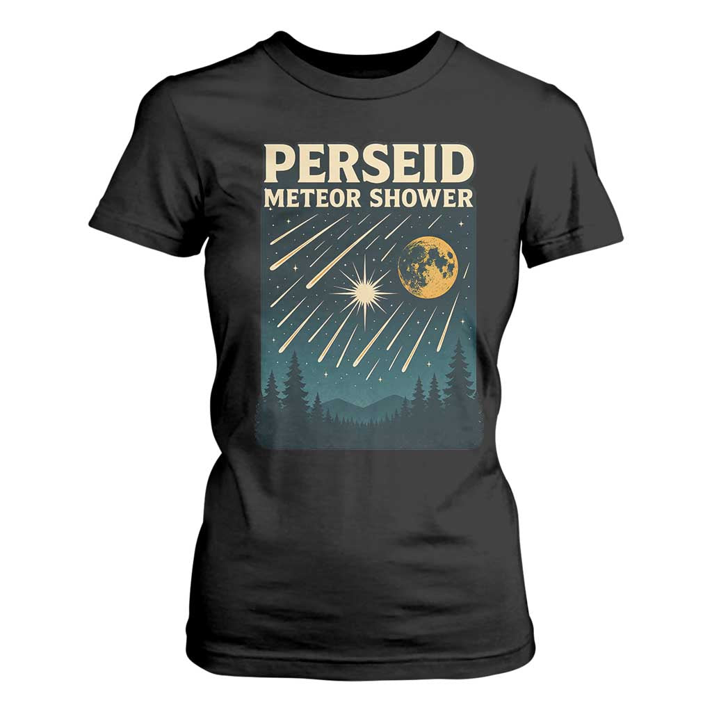 Vintage Perseid Meteor Shower Observer T Shirt For Women Retro Celestial Stargazing Graphic TS02 Black Print Your Wear