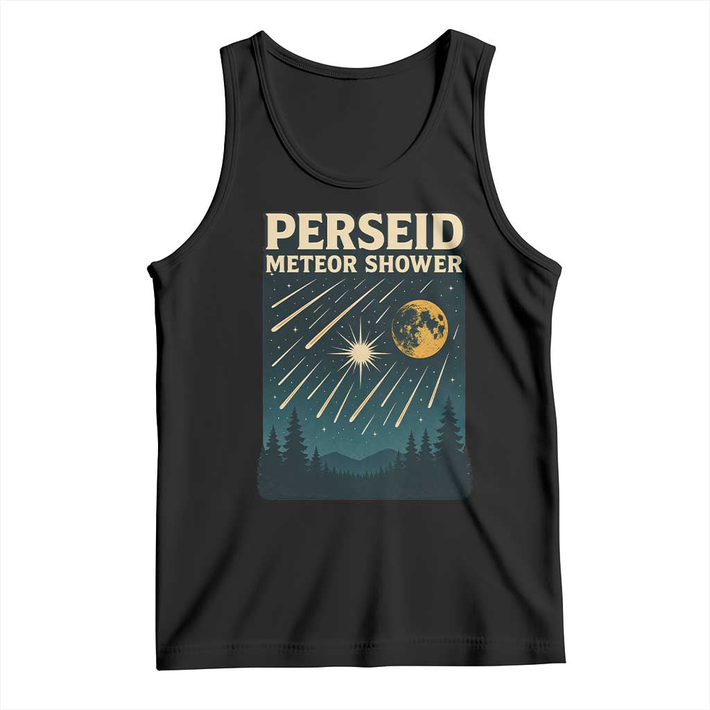 Vintage Perseid Meteor Shower Observer Tank Top Retro Celestial Stargazing Graphic TS02 Black Print Your Wear