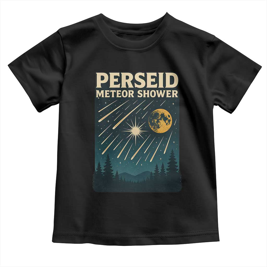 Vintage Perseid Meteor Shower Observer Toddler T Shirt Retro Celestial Stargazing Graphic TS02 Black Print Your Wear