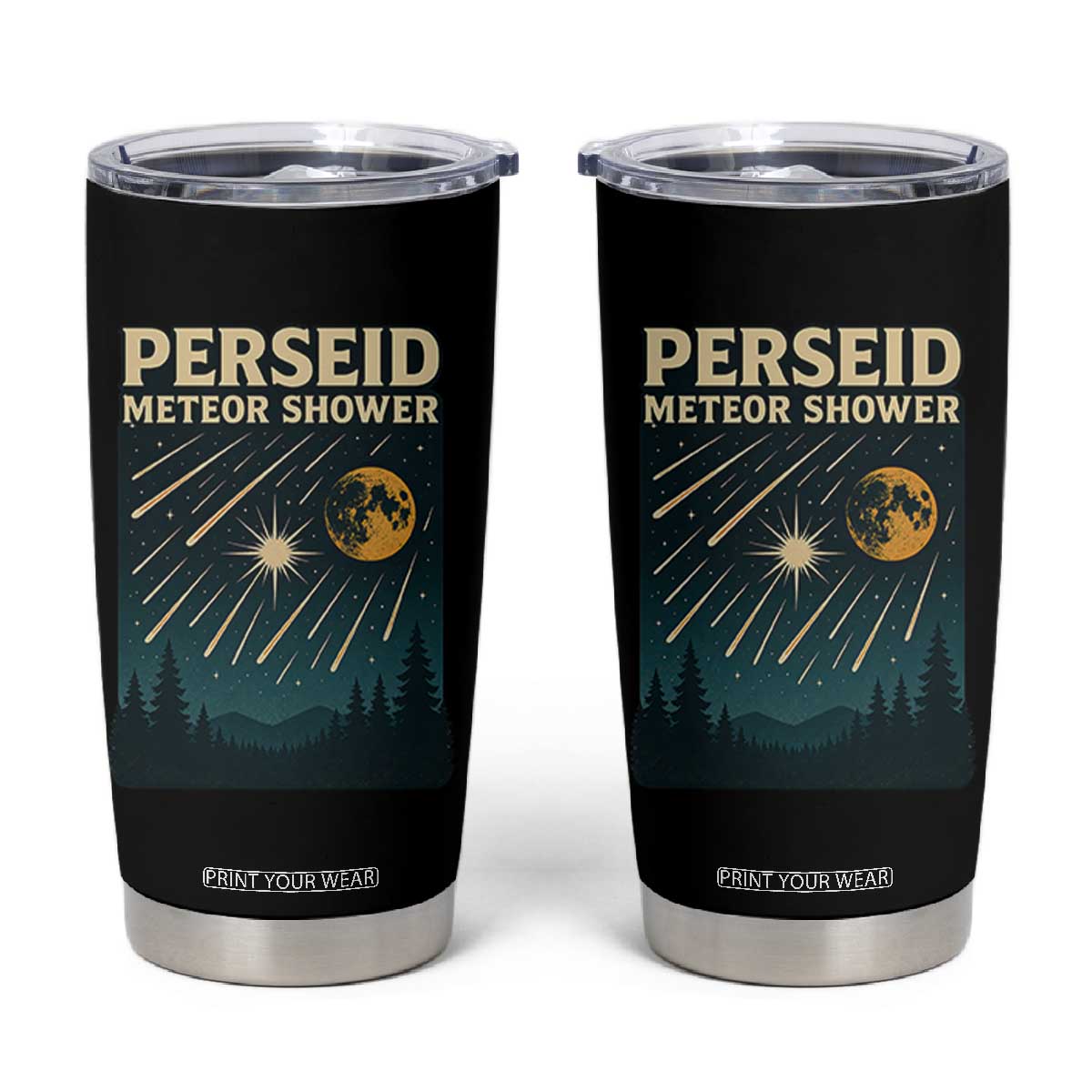 Vintage Perseid Meteor Shower Observer Tumbler Cup Retro Celestial Stargazing Graphic TS02 Black Print Your Wear
