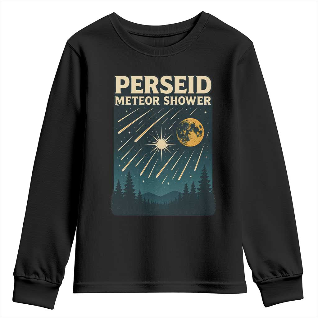 Vintage Perseid Meteor Shower Observer Youth Sweatshirt Retro Celestial Stargazing Graphic TS02 Black Print Your Wear