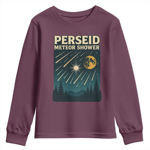Vintage Perseid Meteor Shower Observer Youth Sweatshirt Retro Celestial Stargazing Graphic TS02 Maroon Print Your Wear
