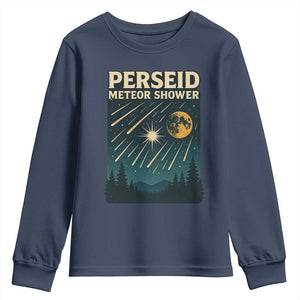 Vintage Perseid Meteor Shower Observer Youth Sweatshirt Retro Celestial Stargazing Graphic TS02 Navy Print Your Wear
