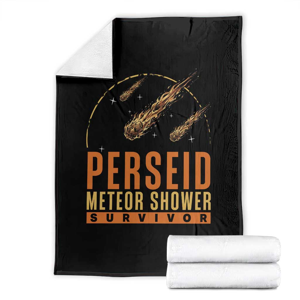 Vintage Perseid Meteor Shower Survivor Throw Blanket Retro Astronomy Stargazing Graphic TS02 Black Print Your Wear
