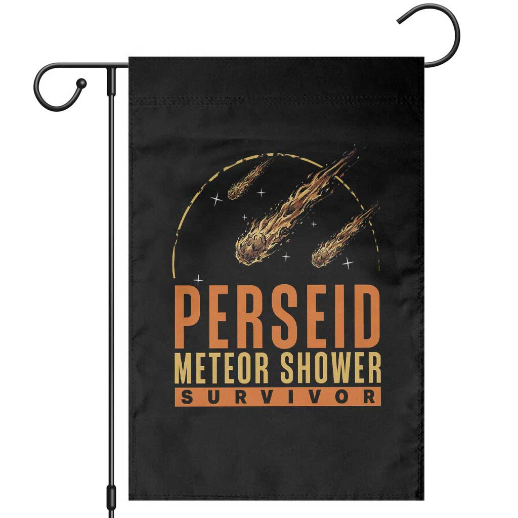 Vintage Perseid Meteor Shower Survivor Garden Flag Retro Astronomy Stargazing Graphic TS02 Black Print Your Wear