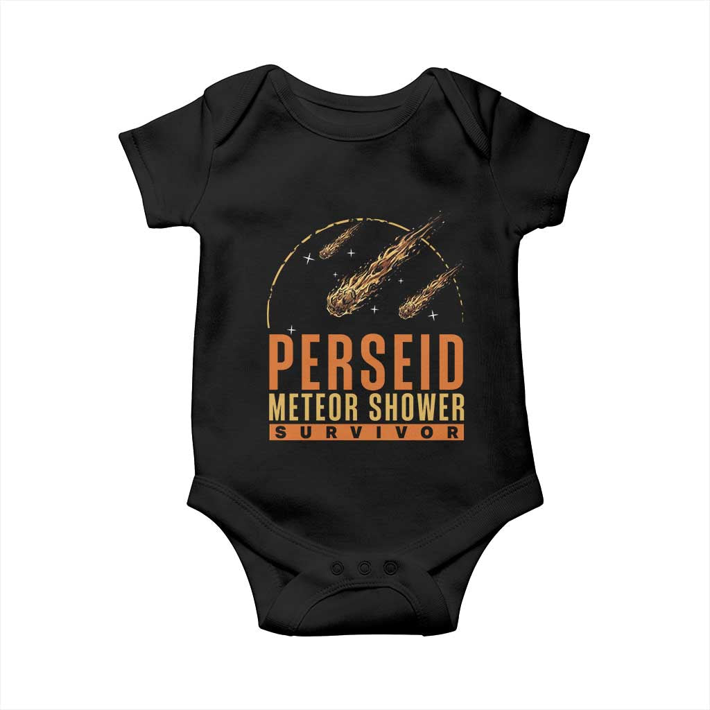 Vintage Perseid Meteor Shower Survivor Baby Onesie Retro Astronomy Stargazing Graphic TS02 Black Print Your Wear