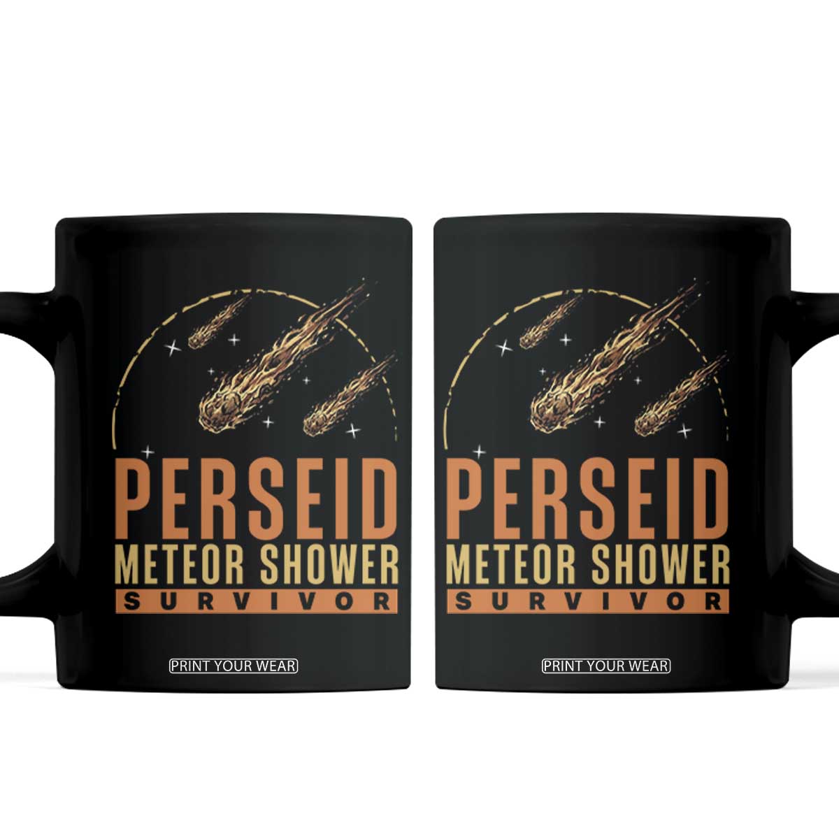 Vintage Perseid Meteor Shower Survivor Coffee Mug Retro Astronomy Stargazing Graphic TS02 Black Print Your Wear