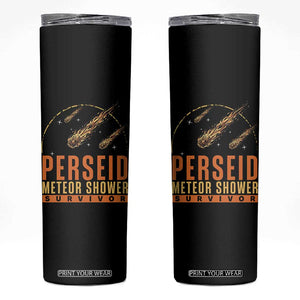 Vintage Perseid Meteor Shower Survivor Skinny Tumbler Retro Astronomy Stargazing Graphic