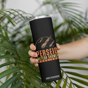Vintage Perseid Meteor Shower Survivor Skinny Tumbler Retro Astronomy Stargazing Graphic