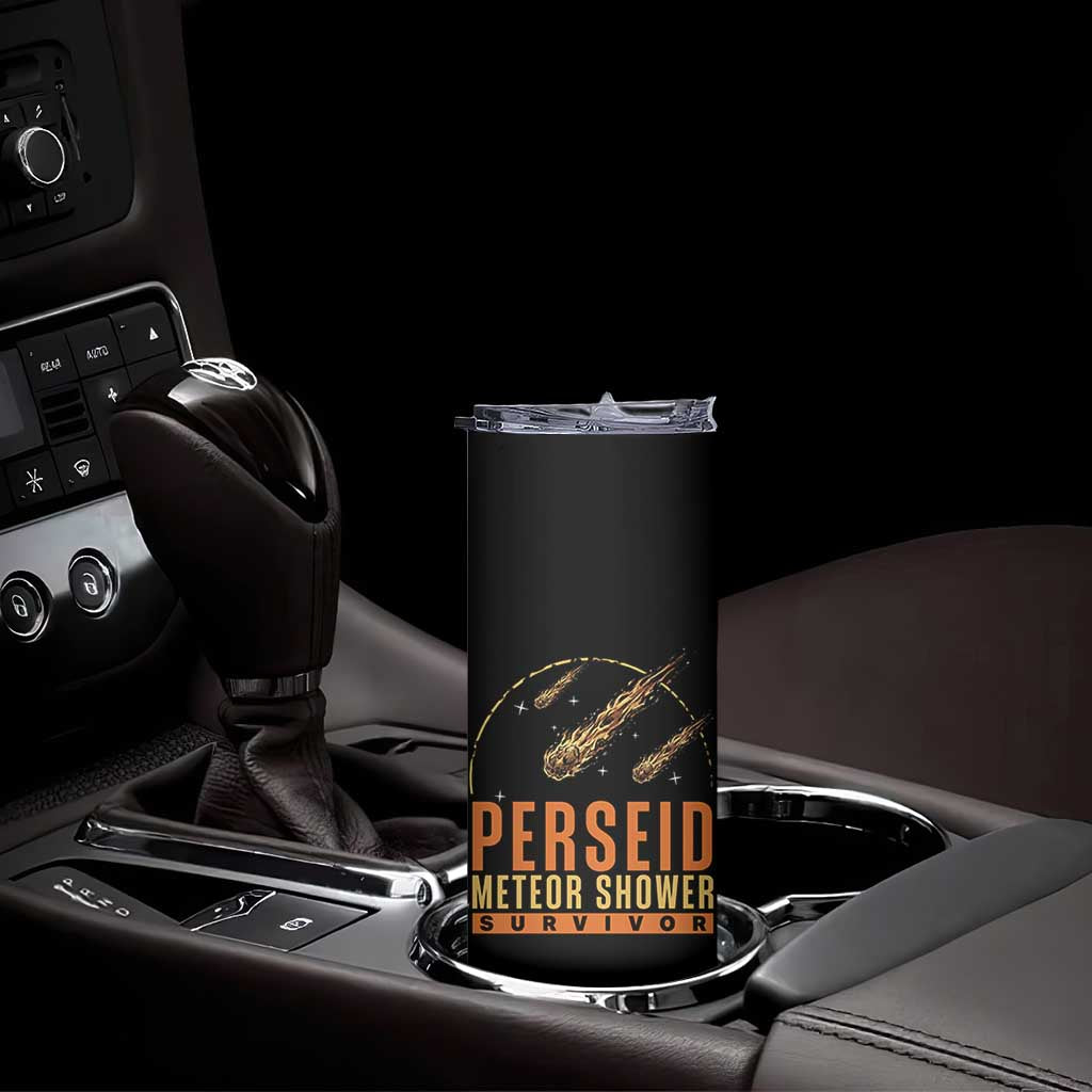 Vintage Perseid Meteor Shower Survivor Skinny Tumbler Retro Astronomy Stargazing Graphic