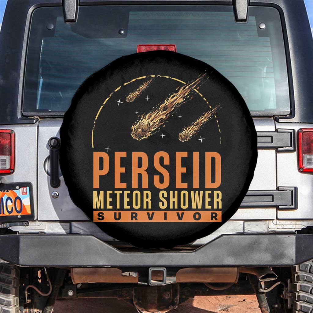 Vintage Perseid Meteor Shower Survivor Spare Tire Cover Retro Astronomy Stargazing Graphic TS02 No hole Black Print Your Wear