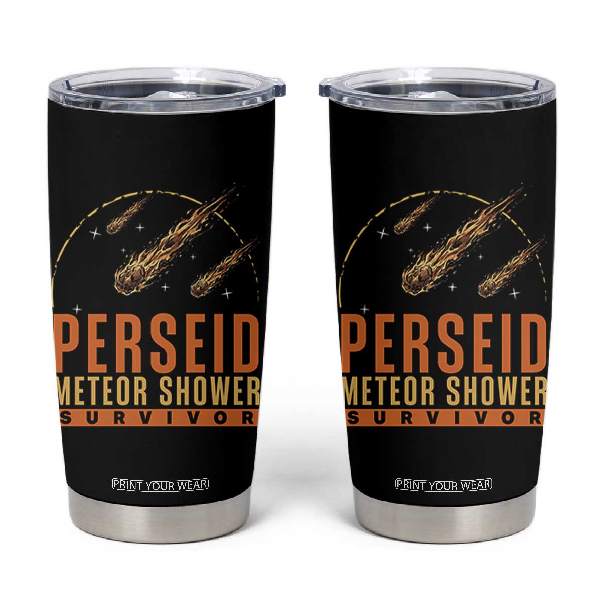 Vintage Perseid Meteor Shower Survivor Tumbler Cup Retro Astronomy Stargazing Graphic TS02 Black Print Your Wear