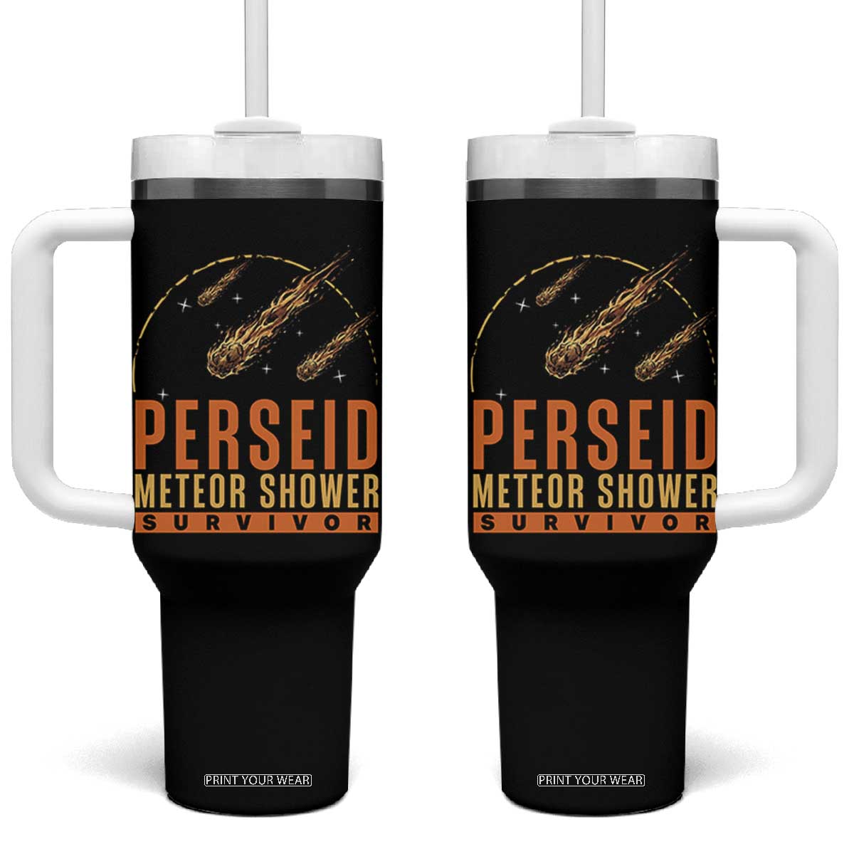 Vintage Perseid Meteor Shower Survivor Tumbler With Handle Retro Astronomy Stargazing Graphic TS02 One Size: 40 oz Black Print Your Wear