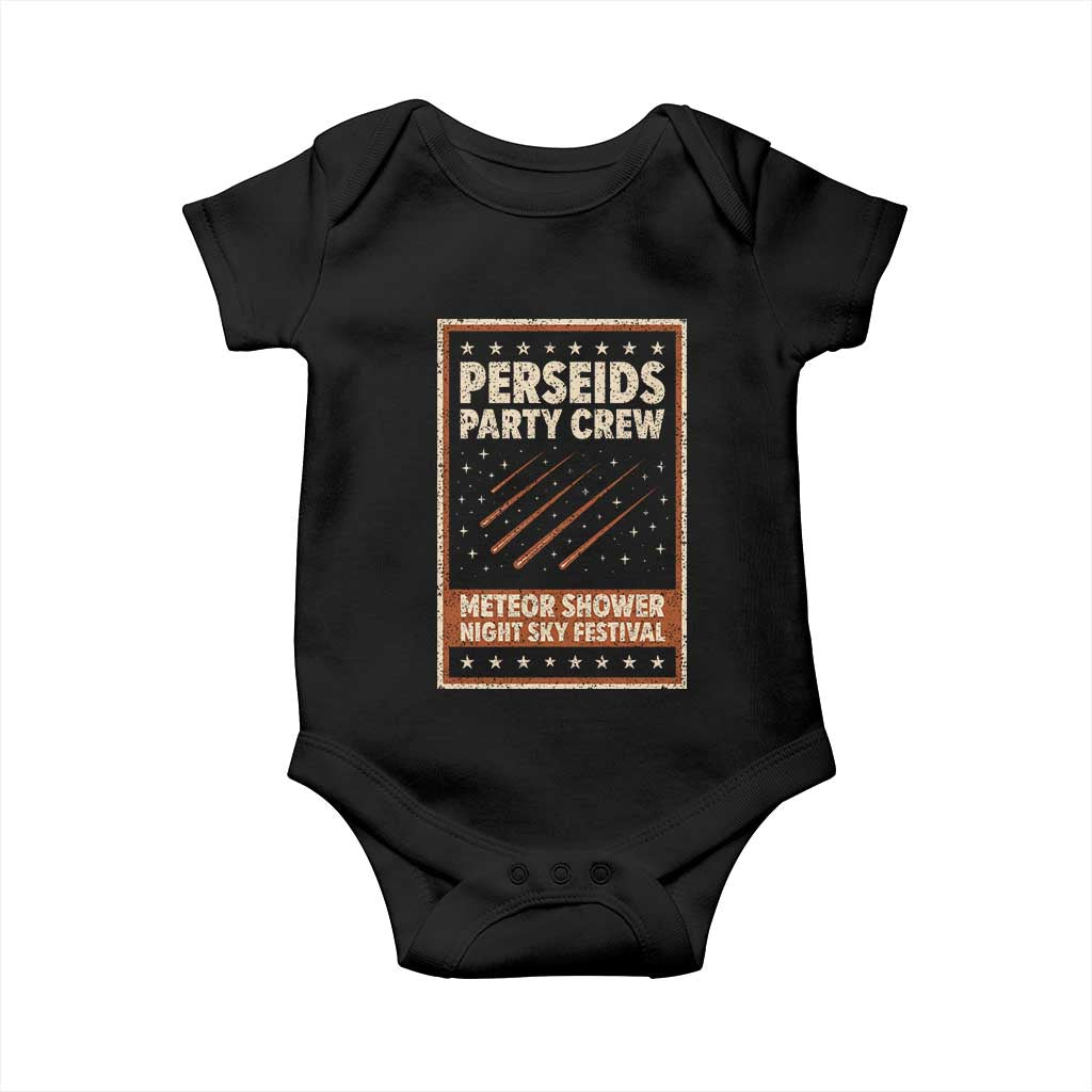 Vintage Perseids Party Crew August 2026 Baby Onesie Annual Night Sky Festival Graphic TS02 Black Print Your Wear