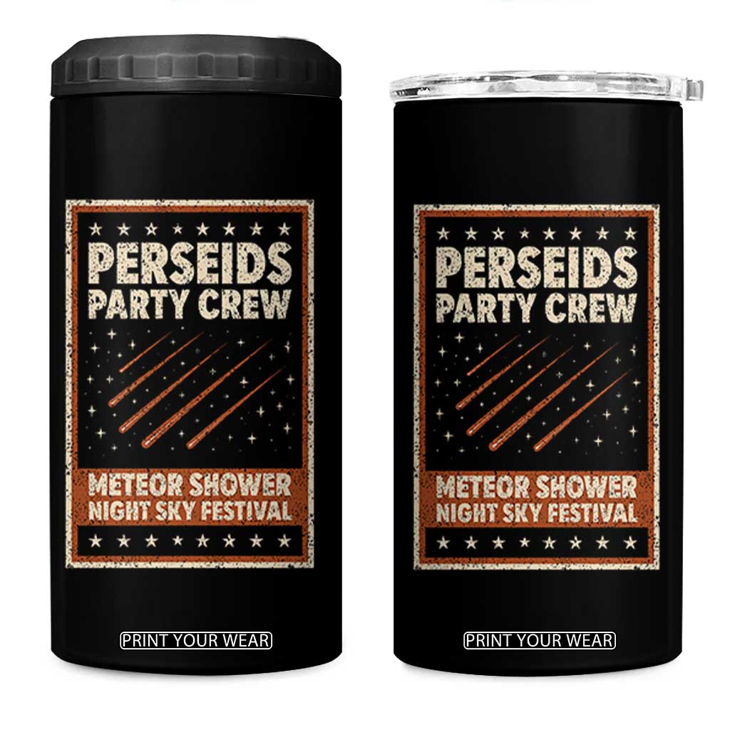 Vintage Perseids Party Crew August 2026 4 in 1 Can Cooler Tumbler Annual Night Sky Festival Graphic TS02 One Size: 16 oz Black Print Your Wear