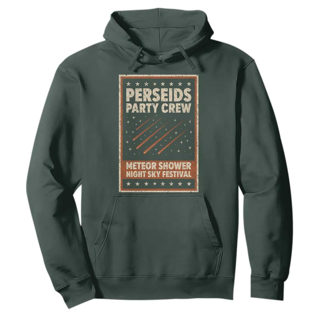 Vintage Perseids Party Crew August 2026 Hoodie Annual Night Sky Festival Graphic TS02 Dark Forest Green Print Your Wear