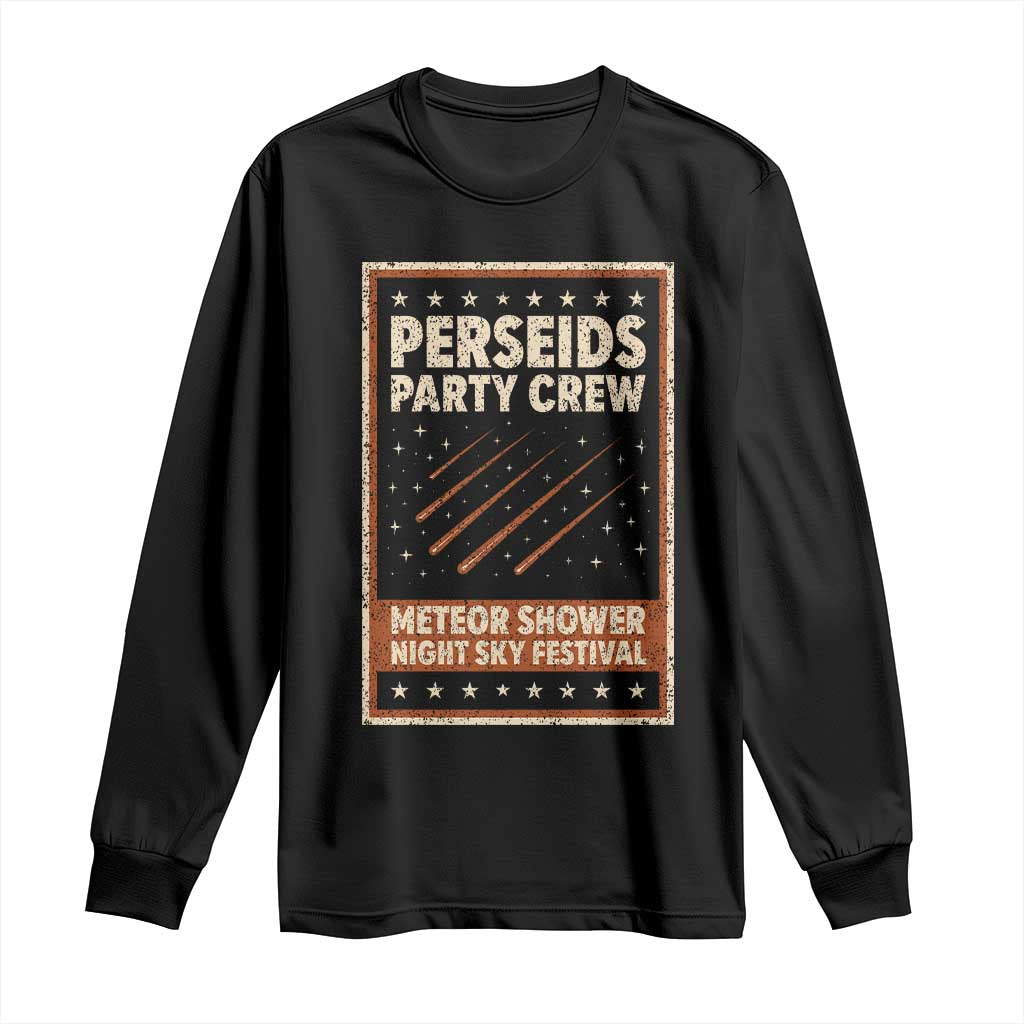 Vintage Perseids Party Crew August 2026 Long Sleeve Shirt Annual Night Sky Festival Graphic TS02 Black Print Your Wear