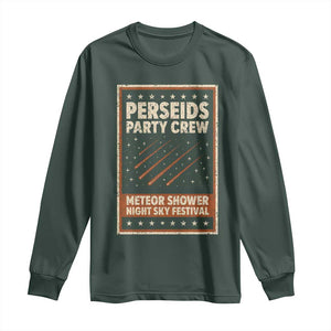 Vintage Perseids Party Crew August 2026 Long Sleeve Shirt Annual Night Sky Festival Graphic TS02 Dark Forest Green Print Your Wear