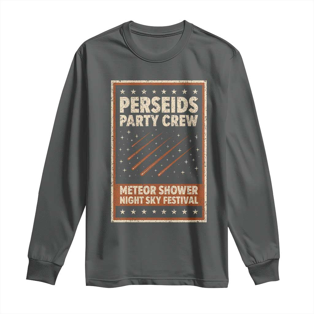 Vintage Perseids Party Crew August 2026 Long Sleeve Shirt Annual Night Sky Festival Graphic TS02 Dark Heather Print Your Wear
