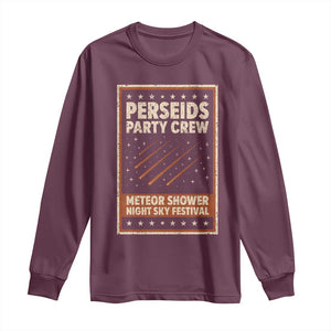 Vintage Perseids Party Crew August 2026 Long Sleeve Shirt Annual Night Sky Festival Graphic TS02 Maroon Print Your Wear