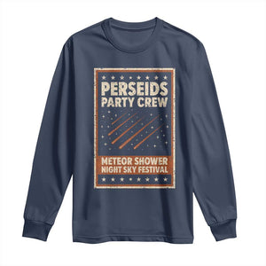 Vintage Perseids Party Crew August 2026 Long Sleeve Shirt Annual Night Sky Festival Graphic TS02 Navy Print Your Wear