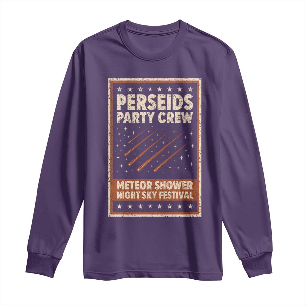 Vintage Perseids Party Crew August 2026 Long Sleeve Shirt Annual Night Sky Festival Graphic TS02 Purple Print Your Wear