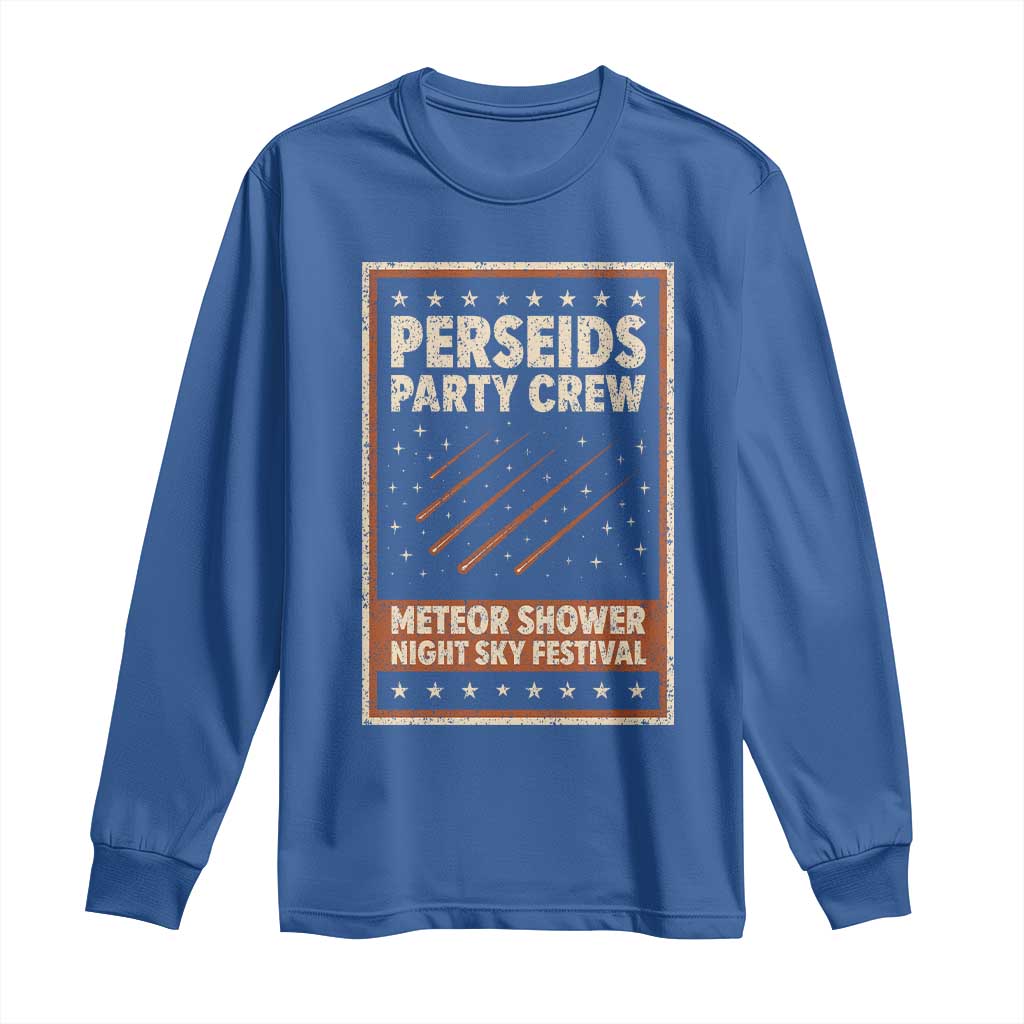 Vintage Perseids Party Crew August 2026 Long Sleeve Shirt Annual Night Sky Festival Graphic TS02 Royal Blue Print Your Wear