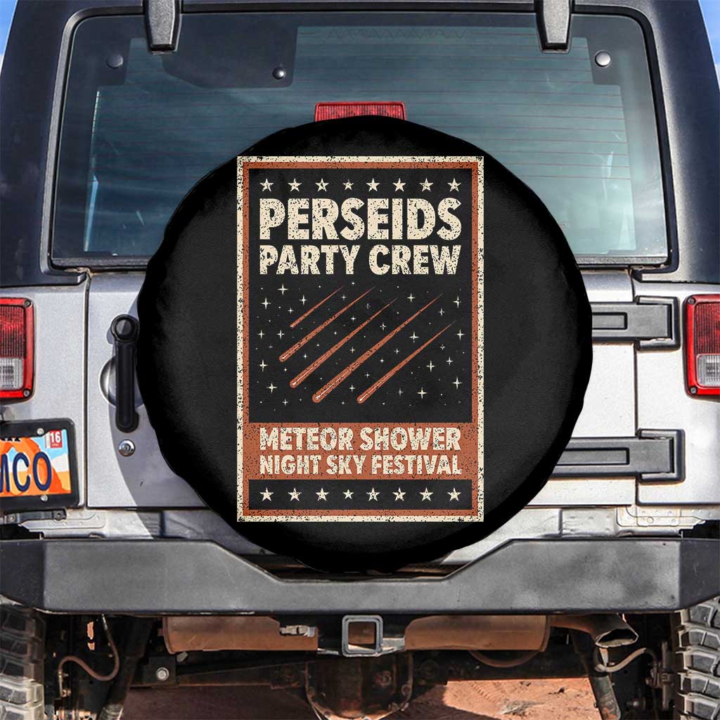 Vintage Perseids Party Crew August 2026 Spare Tire Cover Annual Night Sky Festival Graphic TS02 No hole Black Print Your Wear