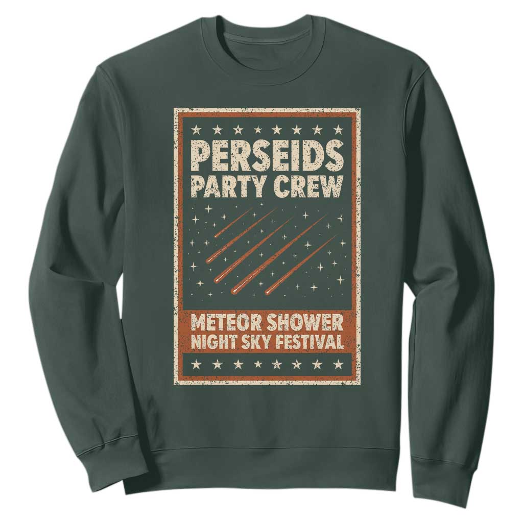 Vintage Perseids Party Crew August 2026 Sweatshirt Annual Night Sky Festival Graphic TS02 Dark Forest Green Print Your Wear