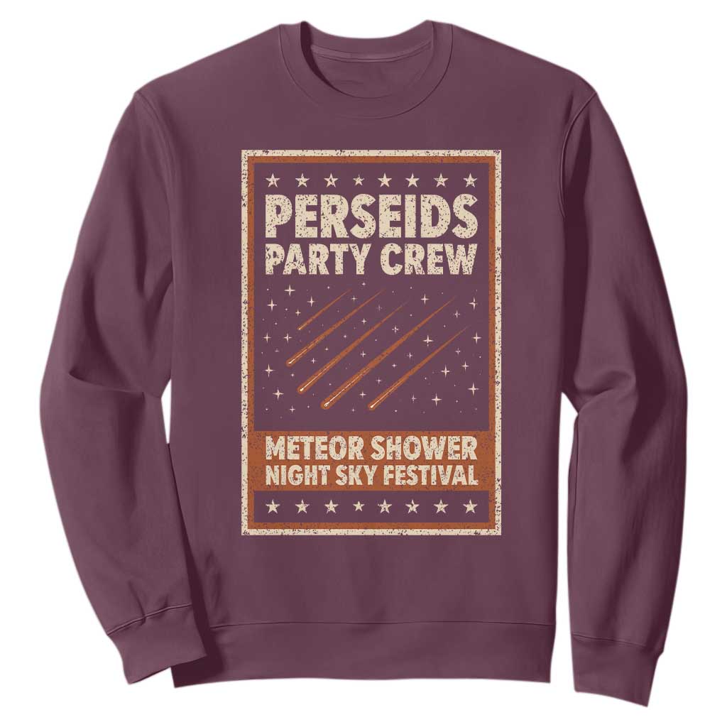 Vintage Perseids Party Crew August 2026 Sweatshirt Annual Night Sky Festival Graphic TS02 Maroon Print Your Wear