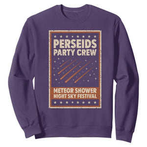 Vintage Perseids Party Crew August 2026 Sweatshirt Annual Night Sky Festival Graphic TS02 Purple Print Your Wear