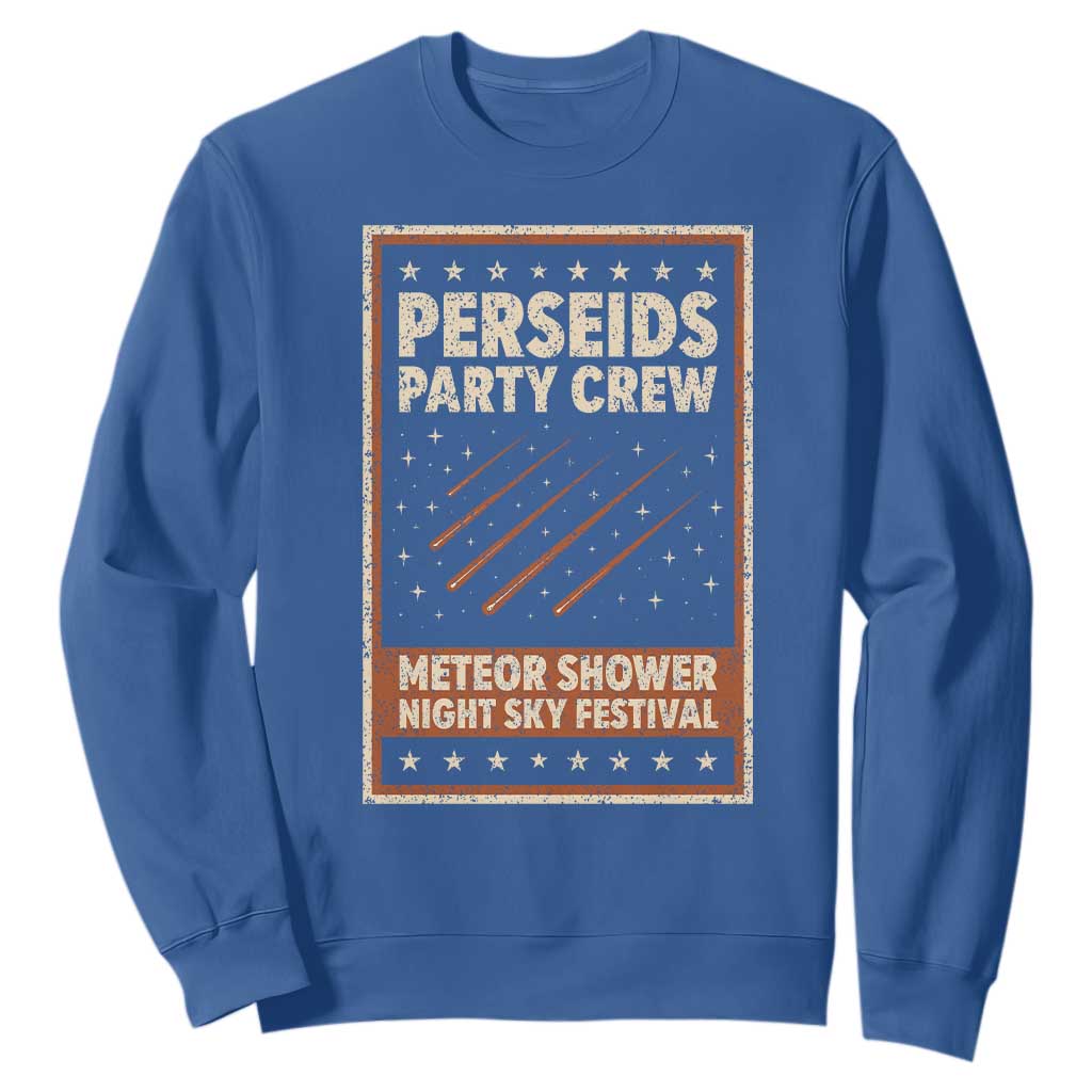 Vintage Perseids Party Crew August 2026 Sweatshirt Annual Night Sky Festival Graphic TS02 Royal Blue Print Your Wear
