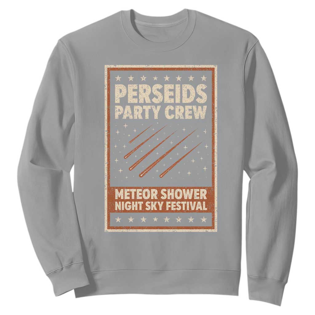 Vintage Perseids Party Crew August 2026 Sweatshirt Annual Night Sky Festival Graphic TS02 Sport Gray Print Your Wear