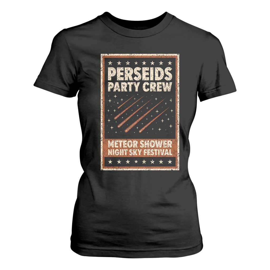 Vintage Perseids Party Crew August 2026 T Shirt For Women Annual Night Sky Festival Graphic TS02 Black Print Your Wear