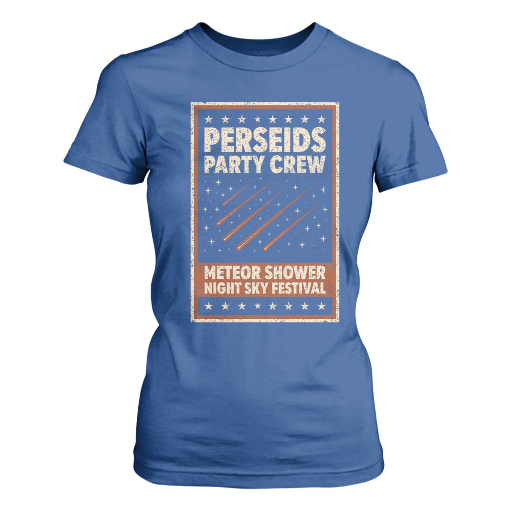 Vintage Perseids Party Crew August 2026 T Shirt For Women Annual Night Sky Festival Graphic TS02 Royal Blue Print Your Wear