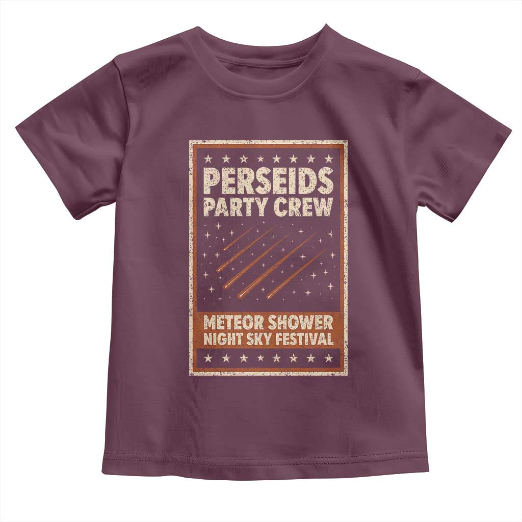 Vintage Perseids Party Crew August 2026 Toddler T Shirt Annual Night Sky Festival Graphic TS02 Maroon Print Your Wear