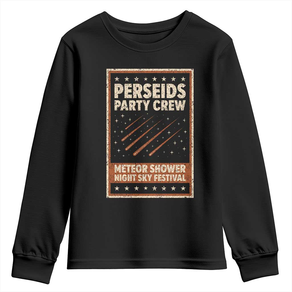 Vintage Perseids Party Crew August 2026 Youth Sweatshirt Annual Night Sky Festival Graphic TS02 Black Print Your Wear