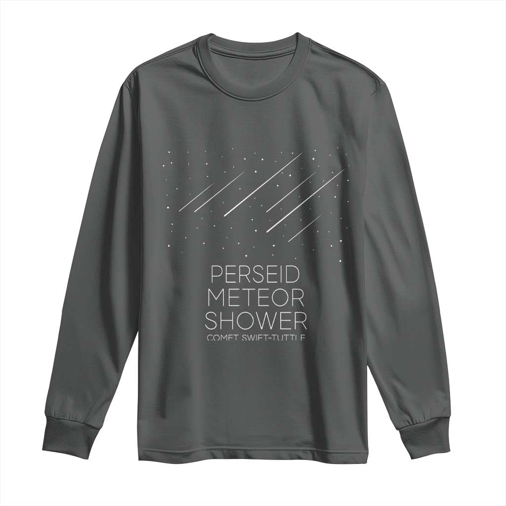 Perseid Meteor Shower Comet Swift Tuttle Long Sleeve Shirt Celestial Astronomy Graphic TS02 Dark Heather Print Your Wear