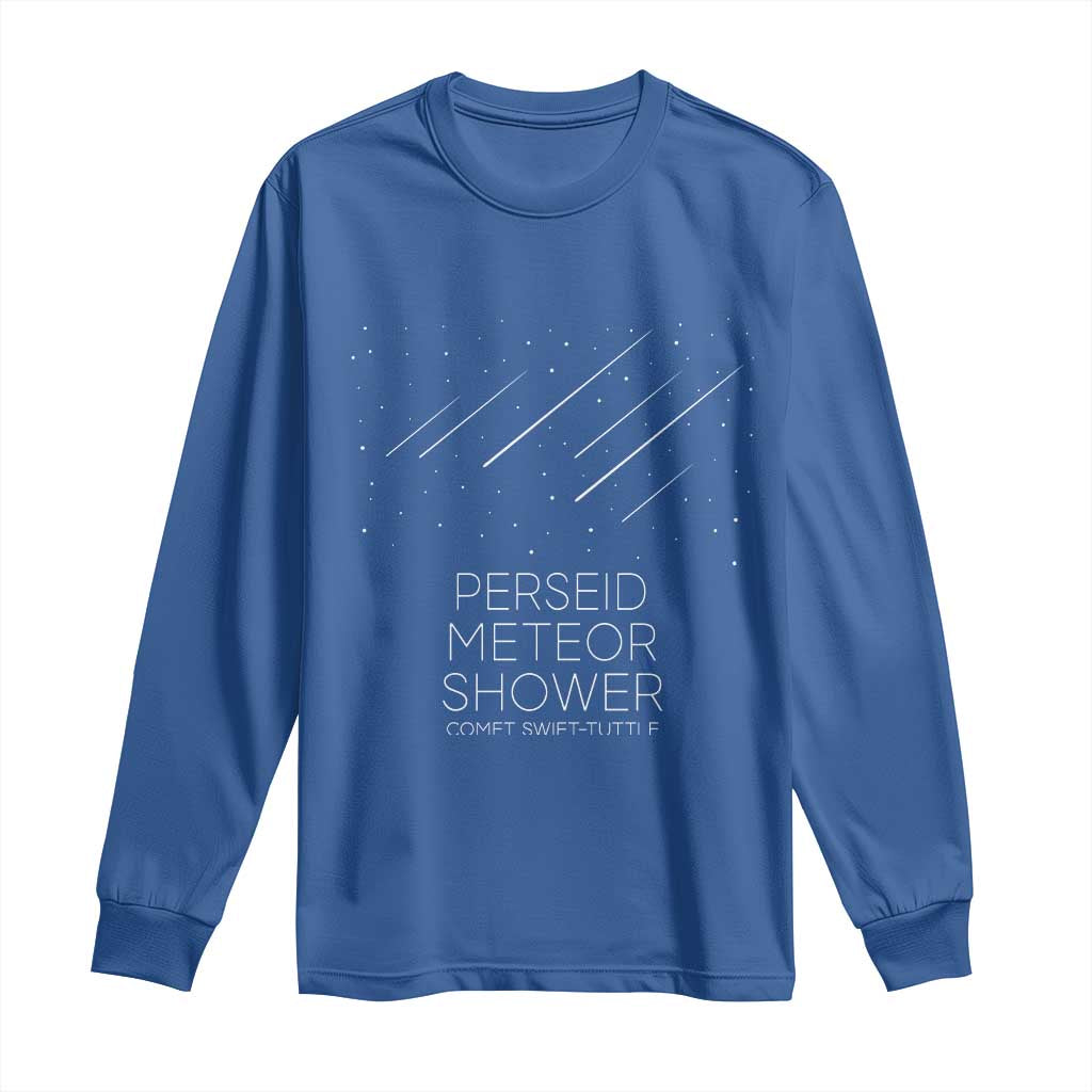 Perseid Meteor Shower Comet Swift Tuttle Long Sleeve Shirt Celestial Astronomy Graphic TS02 Royal Blue Print Your Wear