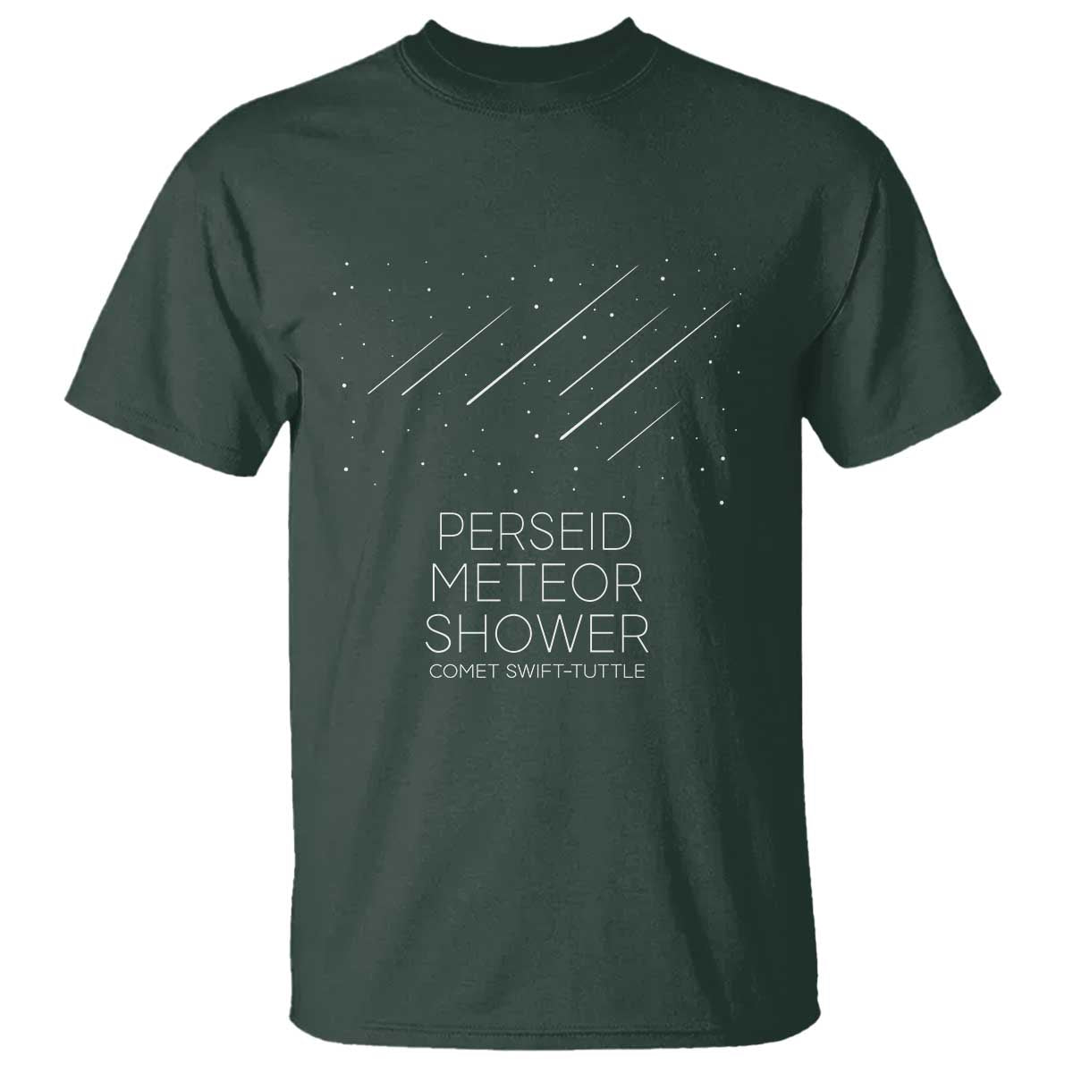 Perseid Meteor Shower Comet Swift Tuttle T Shirt Celestial Astronomy Graphic TS02 Dark Forest Green Print Your Wear