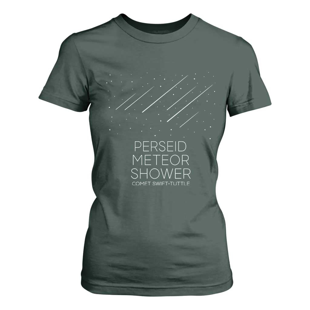 Perseid Meteor Shower Comet Swift Tuttle T Shirt For Women Celestial Astronomy Graphic TS02 Dark Forest Green Print Your Wear