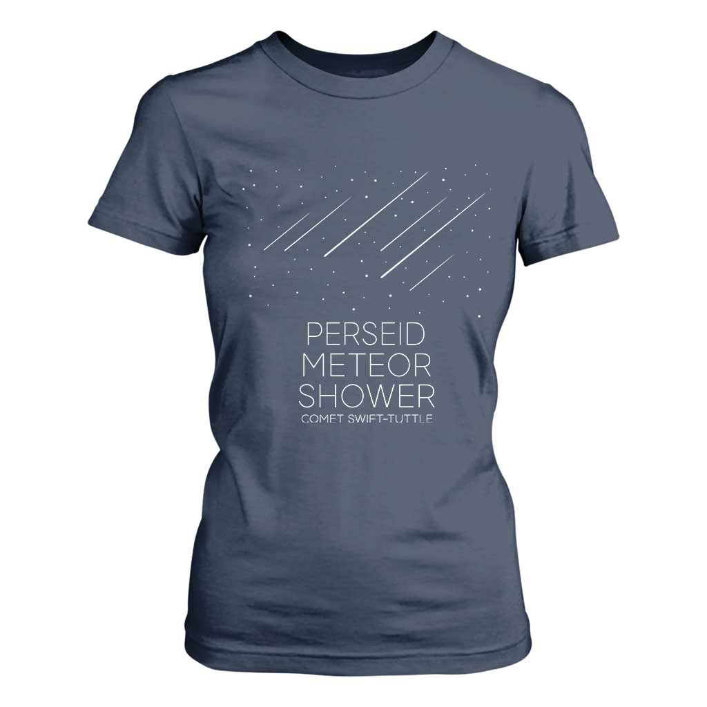 Perseid Meteor Shower Comet Swift Tuttle T Shirt For Women Celestial Astronomy Graphic TS02 Navy Print Your Wear
