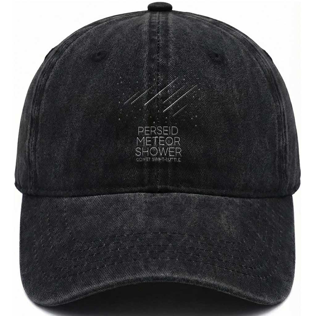 Perseid Meteor Shower Comet Swift Tuttle Washed Cotton Baseball Cap Celestial Astronomy Graphic TS02 Print Your Wear