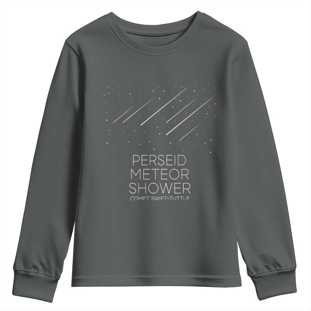 Perseid Meteor Shower Comet Swift Tuttle Youth Sweatshirt Celestial Astronomy Graphic TS02 Dark Heather Print Your Wear