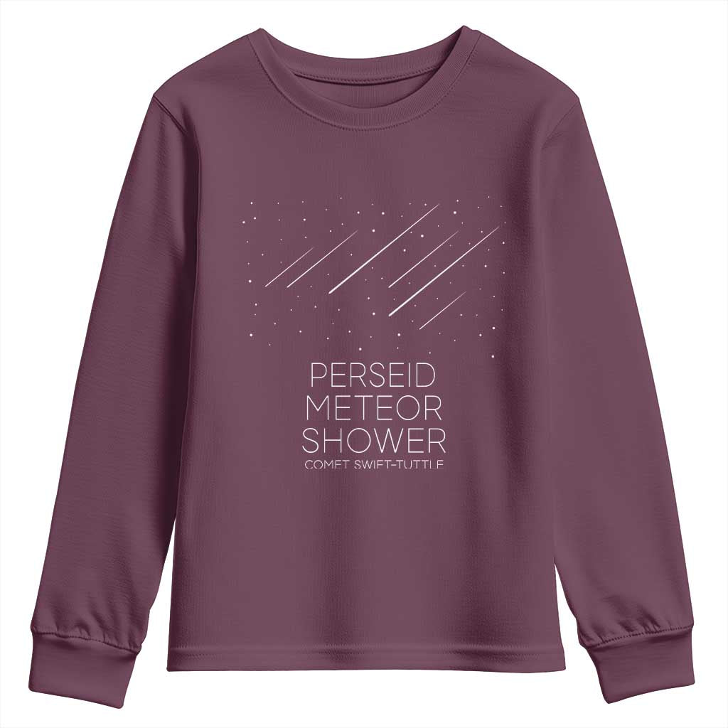 Perseid Meteor Shower Comet Swift Tuttle Youth Sweatshirt Celestial Astronomy Graphic TS02 Maroon Print Your Wear