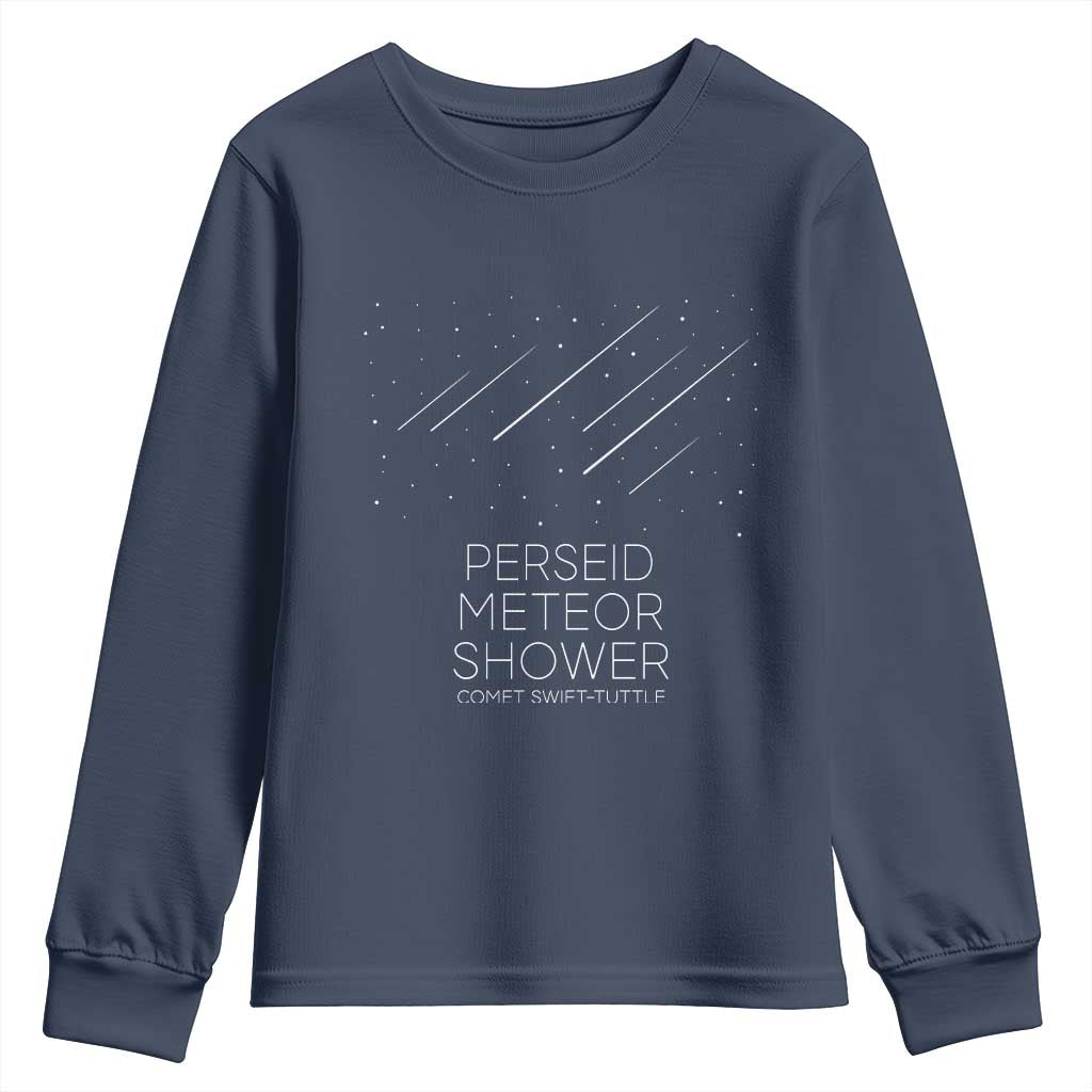 Perseid Meteor Shower Comet Swift Tuttle Youth Sweatshirt Celestial Astronomy Graphic TS02 Navy Print Your Wear