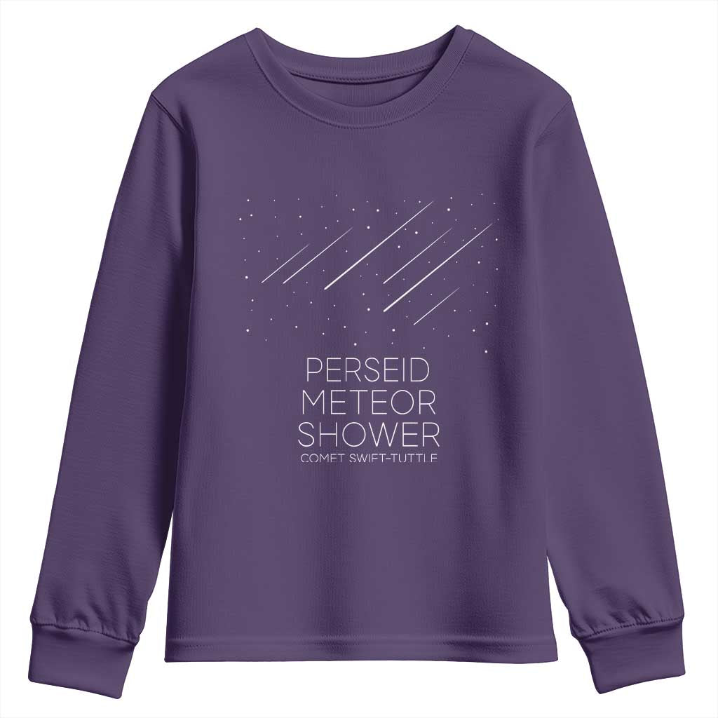 Perseid Meteor Shower Comet Swift Tuttle Youth Sweatshirt Celestial Astronomy Graphic TS02 Purple Print Your Wear