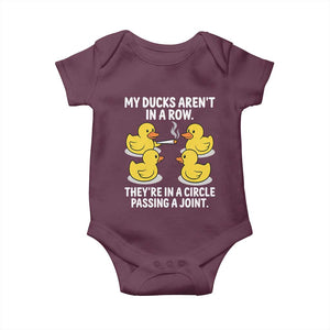 Funny 420 Weed Rubber Duck Graphic Baby Onesie My Ducks Arent In A Row They Are In A Circle Passing A Joint