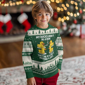 Funny 420 Weed Rubber Duck Graphic Ugly Christmas Sweater My Ducks Arent In A Row They Are In A Circle Passing A Joint