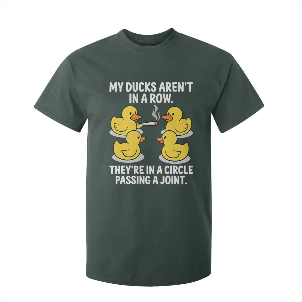 Funny 420 Weed Rubber Duck Graphic T Shirt For Kid My Ducks Arent In A Row They Are In A Circle Passing A Joint